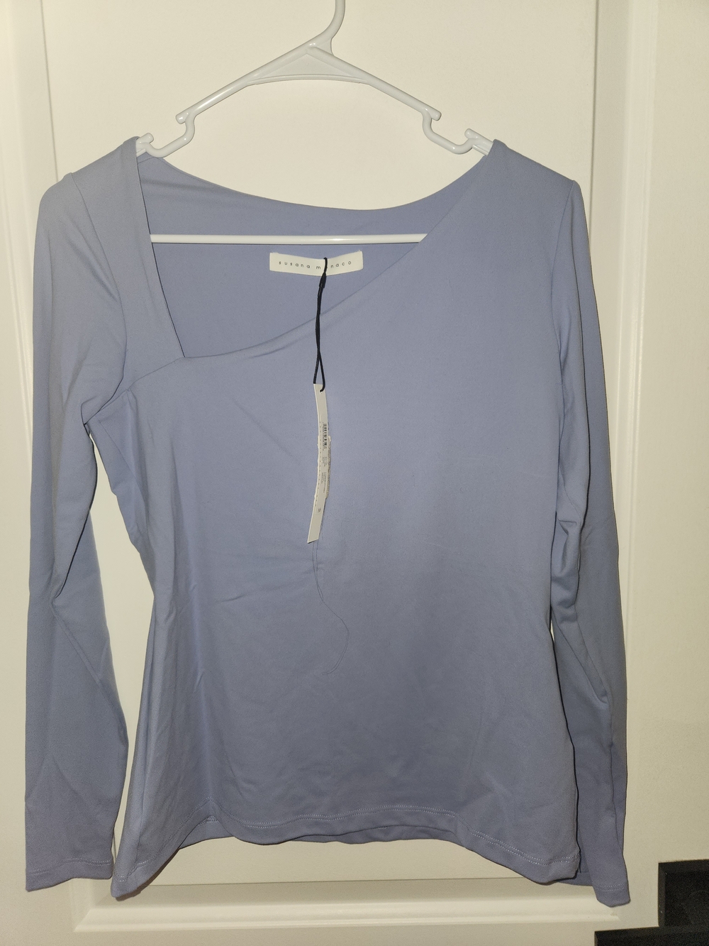 Susana Monaco Lavender Asymmetric-Neck Long Sleeve Tee